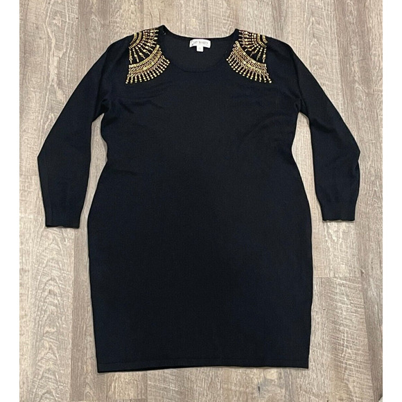 Say What? Black Dress with Gold Accents - Picture 1 of 5